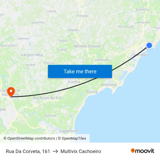 Rua Da Corveta, 161 to Multivix Cachoeiro map