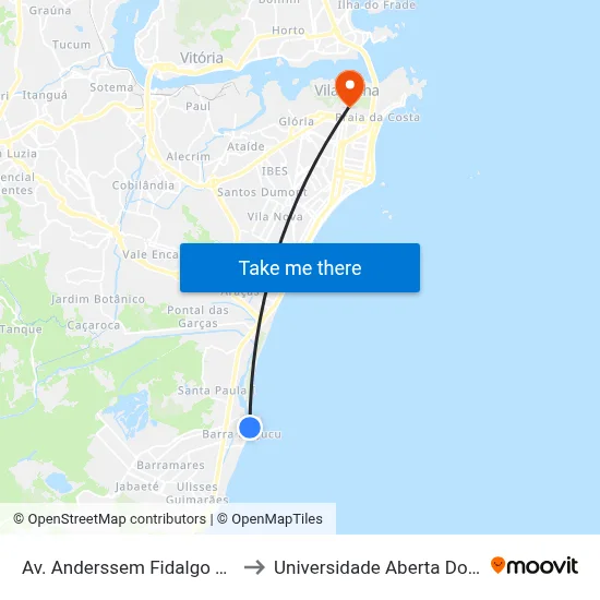 Av. Anderssem Fidalgo Pereira to Universidade Aberta Do Brasil map
