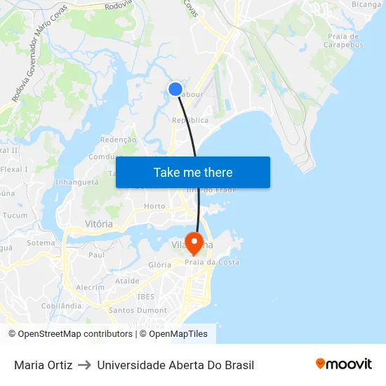 Maria Ortiz to Universidade Aberta Do Brasil map