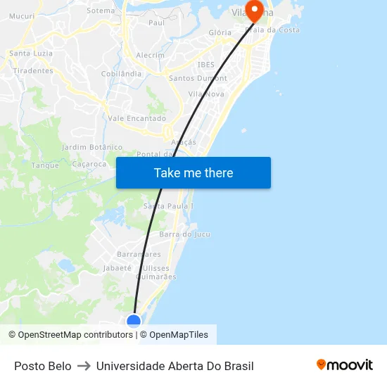 Posto Belo to Universidade Aberta Do Brasil map