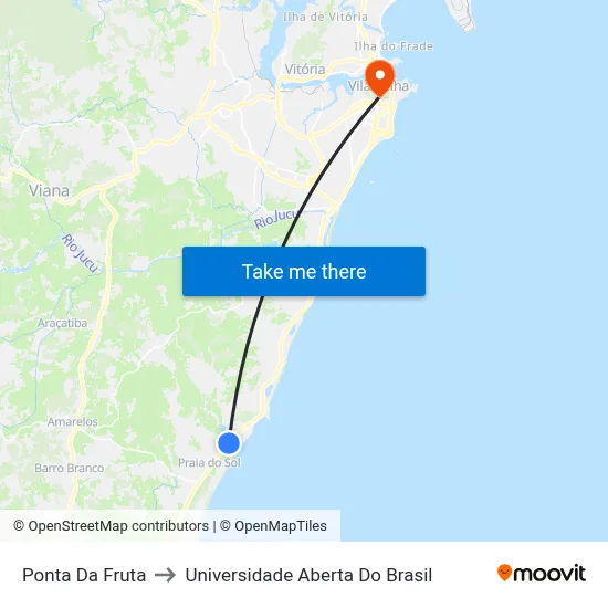Ponta Da Fruta to Universidade Aberta Do Brasil map