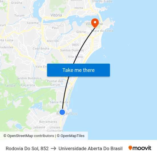 Rodovia Do Sol, 852 to Universidade Aberta Do Brasil map