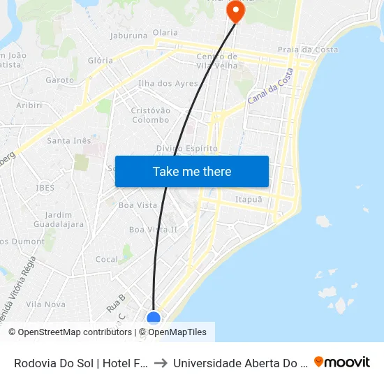 Rodovia Do Sol | Hotel Faraóh to Universidade Aberta Do Brasil map