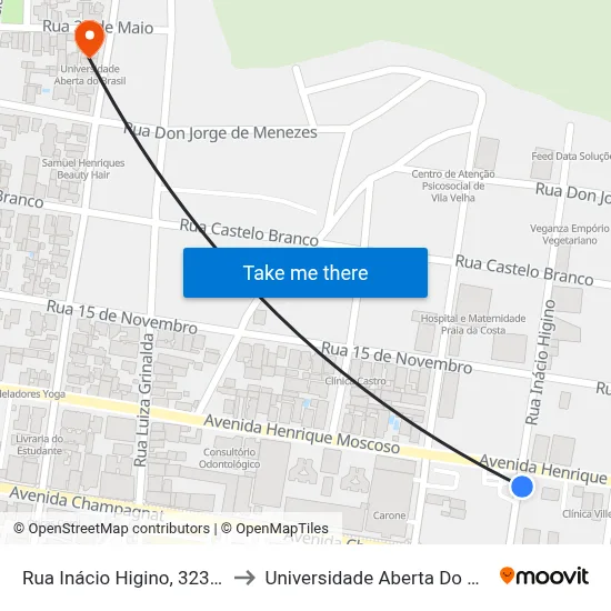 Rua Inácio Higino, 323-421 to Universidade Aberta Do Brasil map