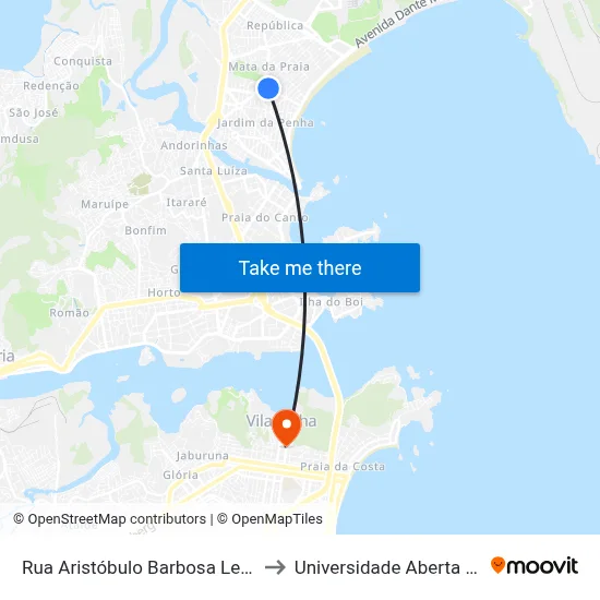 Rua Aristóbulo Barbosa Leão, 57-109 to Universidade Aberta Do Brasil map