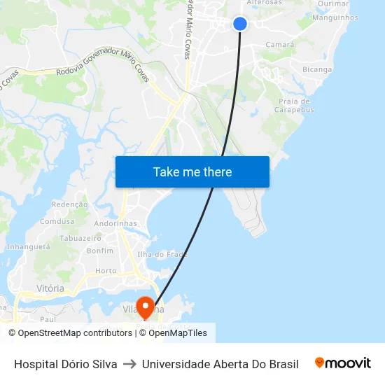 Hospital Dório Silva to Universidade Aberta Do Brasil map