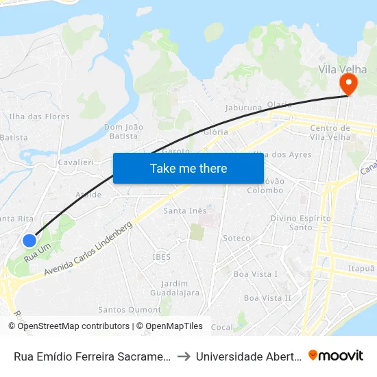 Rua Emídio Ferreira Sacramento, 2252-2272 to Universidade Aberta Do Brasil map