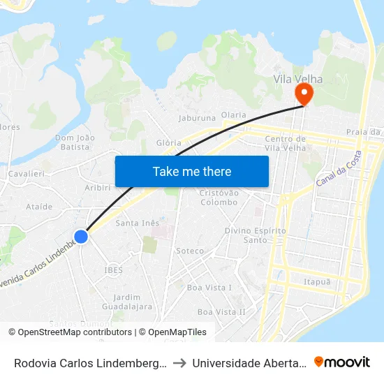 Rodovia Carlos Lindemberg, 2502-2550 to Universidade Aberta Do Brasil map