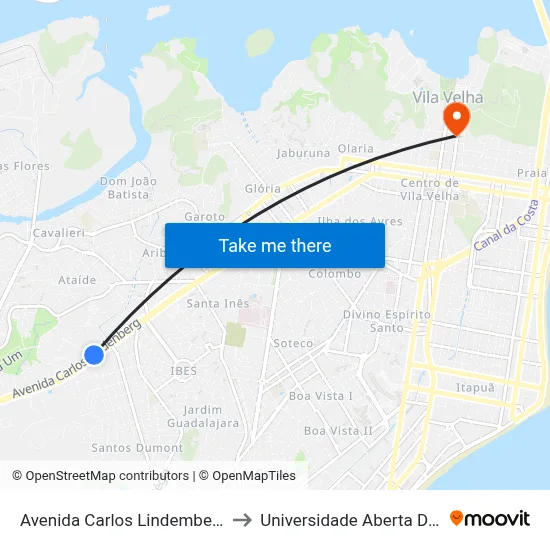 Avenida Carlos Lindemberg, 2881 to Universidade Aberta Do Brasil map