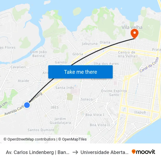 Av. Carlos Lindenberg | Banco Do Brasil to Universidade Aberta Do Brasil map