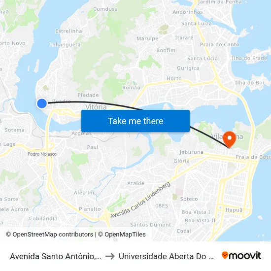 Avenida Santo Antônio, 780 to Universidade Aberta Do Brasil map