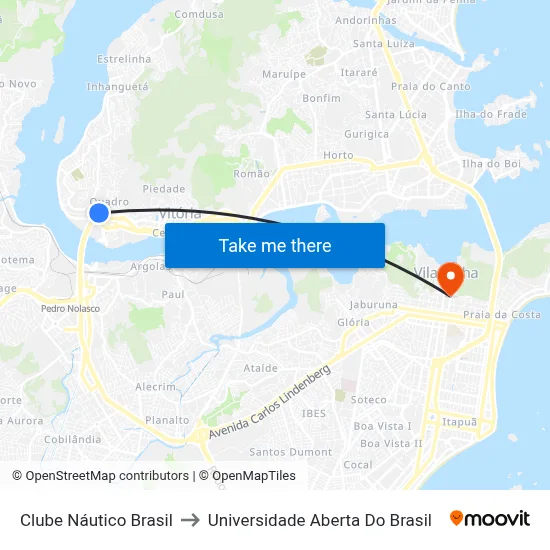 Clube Náutico Brasil to Universidade Aberta Do Brasil map