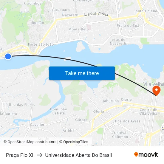 Praça Pio XII to Universidade Aberta Do Brasil map