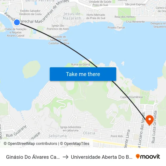 Ginásio Do Álvares Cabral to Universidade Aberta Do Brasil map