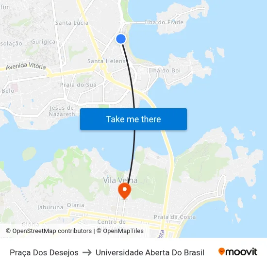 Praça Dos Desejos to Universidade Aberta Do Brasil map