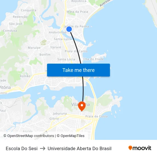 Escola Do Sesi to Universidade Aberta Do Brasil map