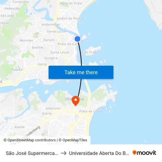 São José Supermercados to Universidade Aberta Do Brasil map