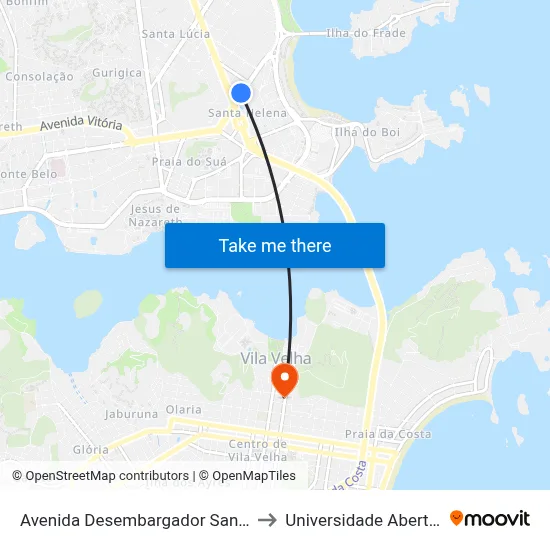 Avenida Desembargador Santos Neves, 389 to Universidade Aberta Do Brasil map