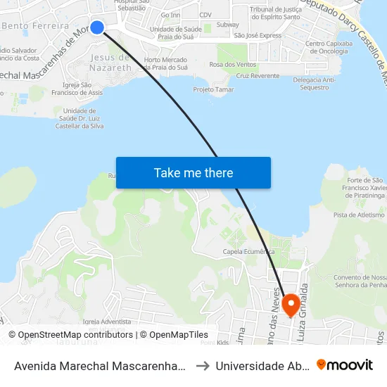 Avenida Marechal Mascarenhas De Moraes, 4135-4309 to Universidade Aberta Do Brasil map