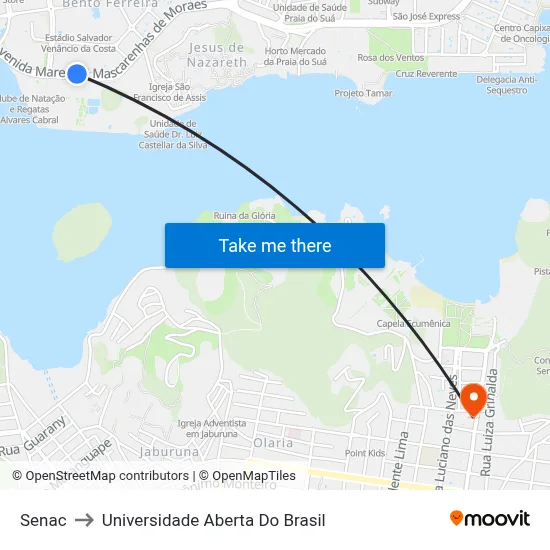 Senac to Universidade Aberta Do Brasil map