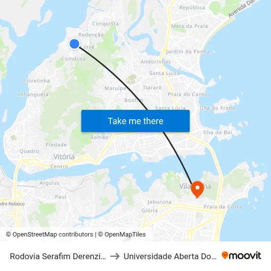 Rodovia Serafim Derenzi, 4265 to Universidade Aberta Do Brasil map