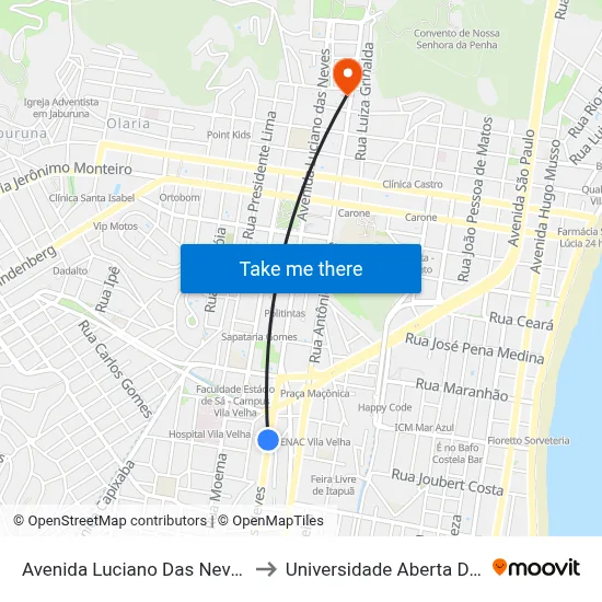 Avenida Luciano Das Neves, 1726 to Universidade Aberta Do Brasil map