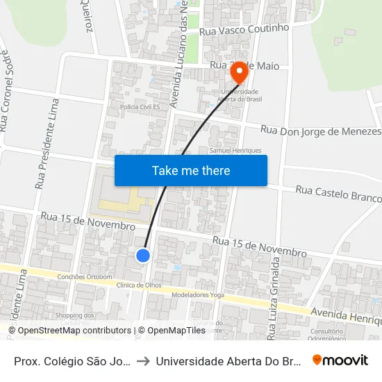 Prox. Colégio São José to Universidade Aberta Do Brasil map