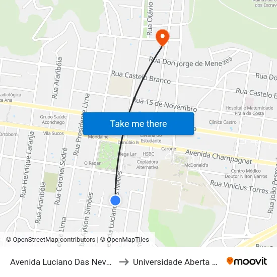 Avenida Luciano Das Neves, 1002a to Universidade Aberta Do Brasil map