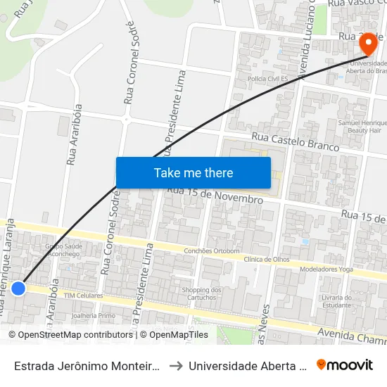 Estrada Jerônimo Monteiro, 337-413 to Universidade Aberta Do Brasil map