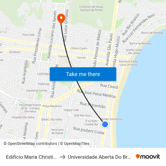 Edifício Maria Christina to Universidade Aberta Do Brasil map