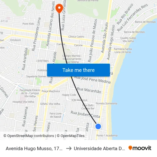 Avenida Hugo Musso, 1738-1748 to Universidade Aberta Do Brasil map