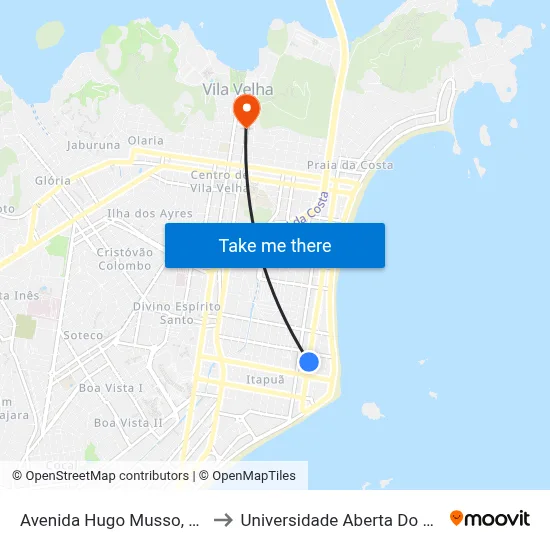Avenida Hugo Musso, 2038 to Universidade Aberta Do Brasil map