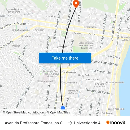 Avenida Professora Francelina Carneiro Setúbal, 1671-1999 to Universidade Aberta Do Brasil map