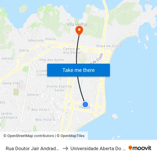 Rua Doutor Jaír Andrade, 210 to Universidade Aberta Do Brasil map