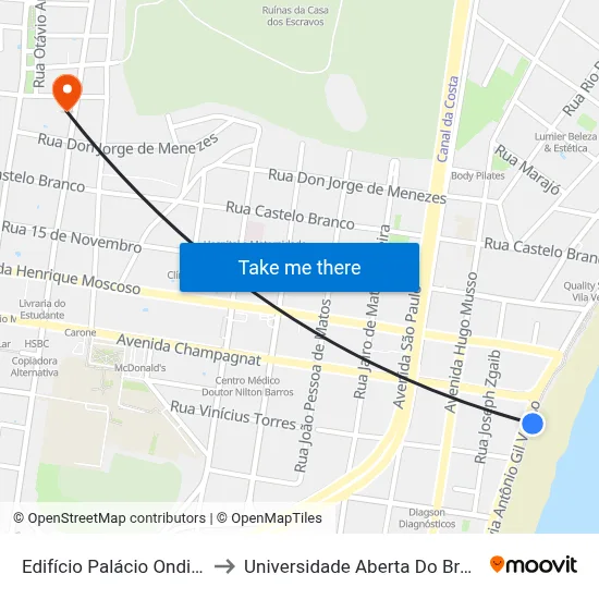Edifício Palácio Ondina to Universidade Aberta Do Brasil map