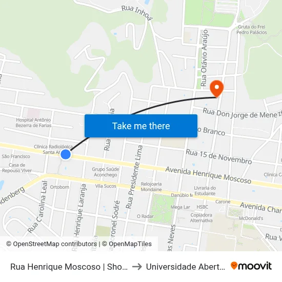 Rua Henrique Moscoso | Shopping Da Terra to Universidade Aberta Do Brasil map