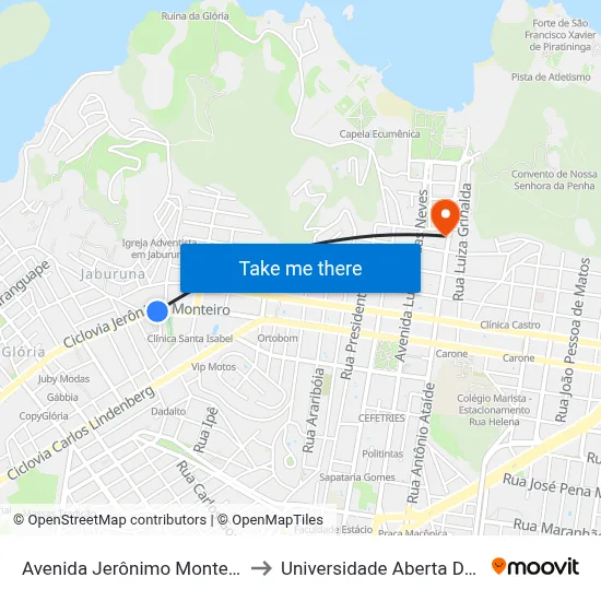 Avenida Jerônimo Monteiro, 435 to Universidade Aberta Do Brasil map