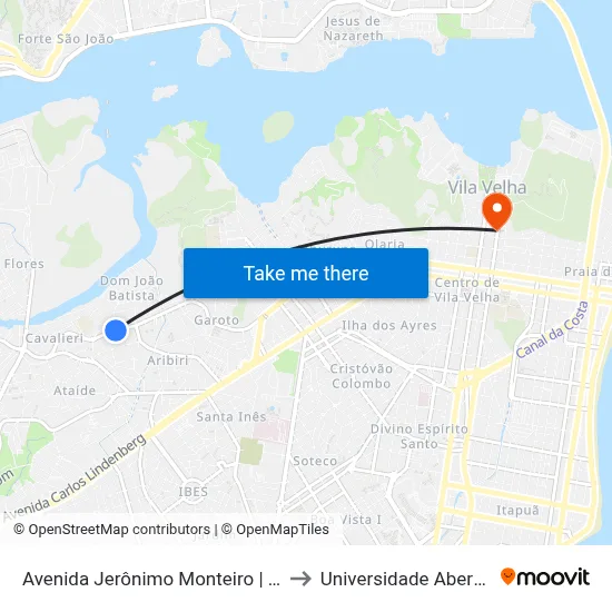 Avenida Jerônimo Monteiro | Praça Do Aribiri to Universidade Aberta Do Brasil map