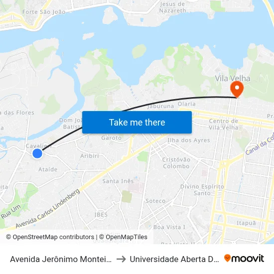 Avenida Jerônimo Monteiro, 3333 to Universidade Aberta Do Brasil map