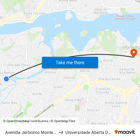 Avenida Jerônimo Monteiro, 188 to Universidade Aberta Do Brasil map