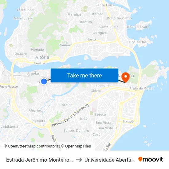 Estrada Jerônimo Monteiro, 5534-5570 to Universidade Aberta Do Brasil map