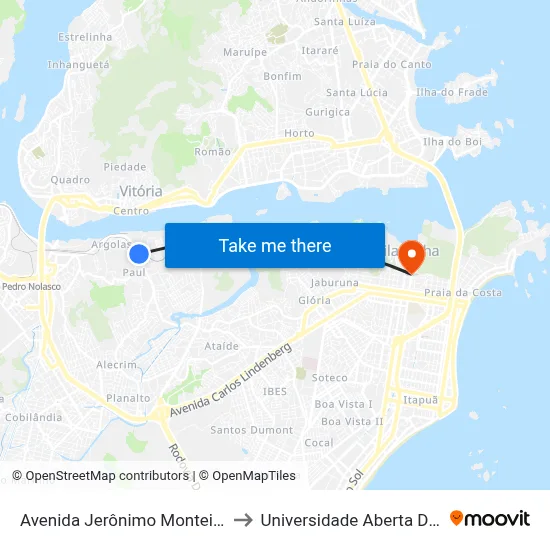 Avenida Jerônimo Monteiro, 5423 to Universidade Aberta Do Brasil map