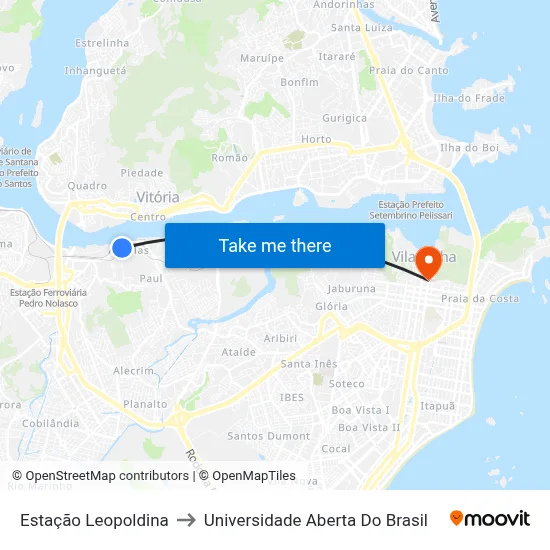 Estação Leopoldina to Universidade Aberta Do Brasil map