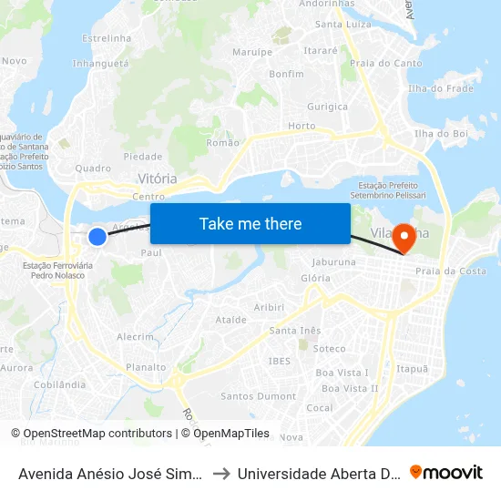 Avenida Anésio José Simões, 134 to Universidade Aberta Do Brasil map