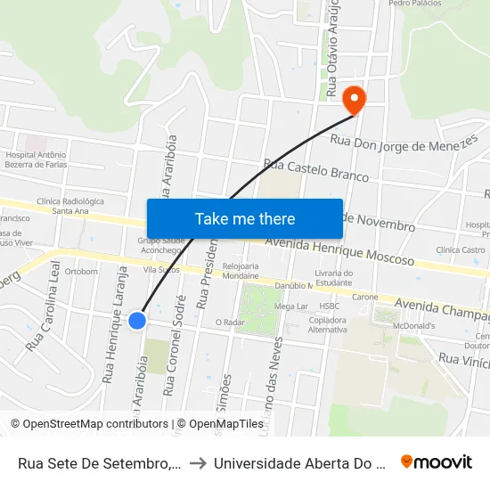 Rua Sete De Setembro, 485 to Universidade Aberta Do Brasil map