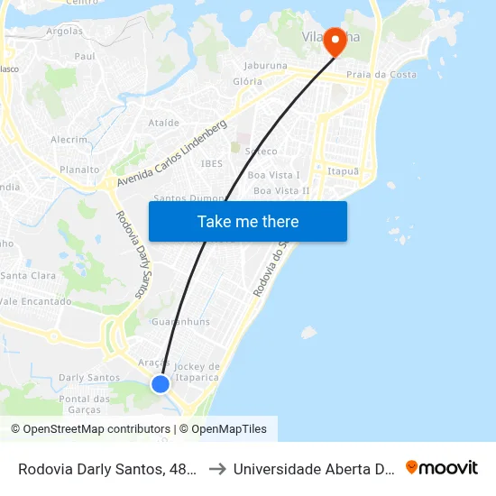 Rodovia Darly Santos, 4822-4896 to Universidade Aberta Do Brasil map
