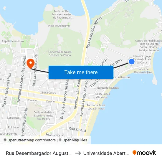 Rua Desembargador Augusto Botelho, 138 to Universidade Aberta Do Brasil map