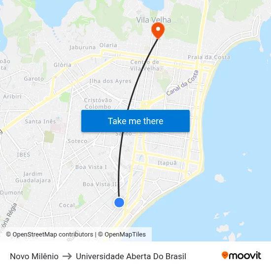 Novo Milênio to Universidade Aberta Do Brasil map