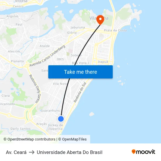 Av. Ceará to Universidade Aberta Do Brasil map
