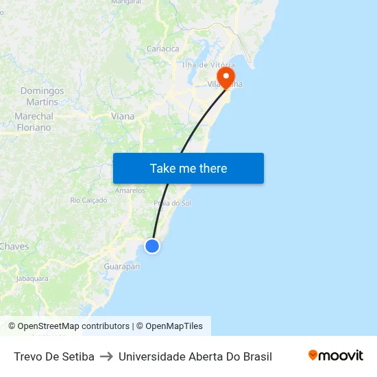 Trevo De Setiba to Universidade Aberta Do Brasil map